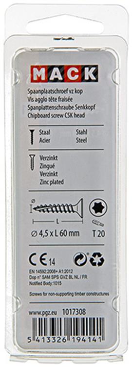 Mack 1017308 - spanienplschr.vzkop-selbstmontage gelb sat.10 Stück 4,5 x 60 mm | 10 Stück