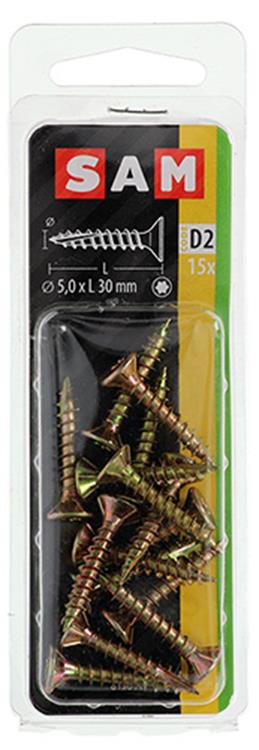 Mack 1017311 - spainplschr.vzkop-selfb. gelb plattiert 15 Stück 5,0 x 30 mm | 10 Stück