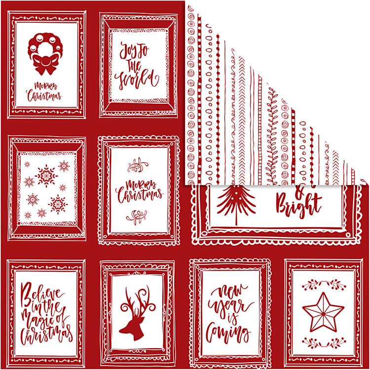 Vivi Gade Designpapier, Rahmen mit Text und Kritzeleien, Blatt 30,5 x 30,5 cm, 180 g, 5 Blatt 1 Box