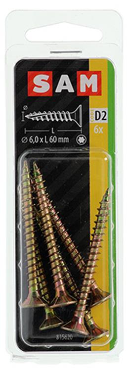 Mack 1017319 - spainplschr.vzkop-selfb. gelb plattiert 6 Stück 6,0 x 60 mm | 10 Stück