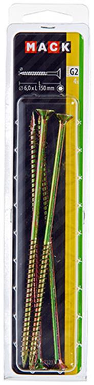 Mack 1017323 - spainplschr.vzkop-selfb. gelb plattiert 4 Stück 6,0 x 150 mm | 5 Stück