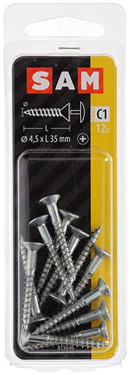 Mack 1017331 - Schraube mit Kopfbohrung, verzinkter Stahl. 12 Stück 4,5 x 35 mm | 10 Stück