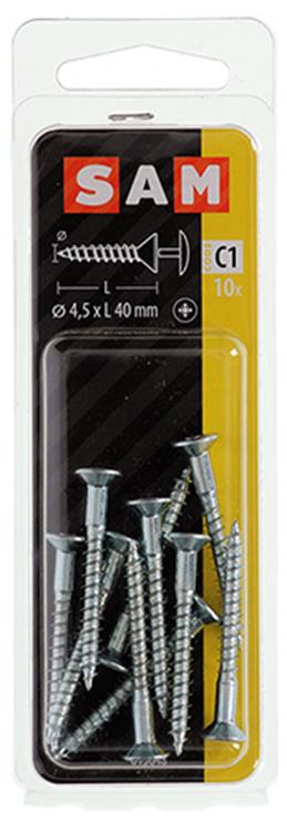 Mack 1017332 - Schraube mit Kopfbohrung, verzinkter Stahl. 10 Stück 4,5 x 40 mm | 10 Stück