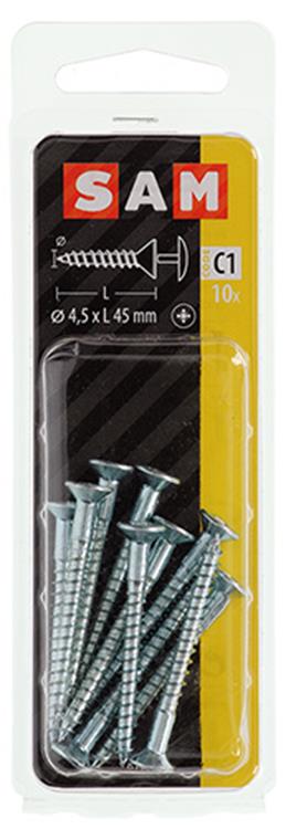 Mack 1017333 - Schraube mit Kopfbohrung, verzinkter Stahl. 10 Stück 4,5 x 45 mm | 10 Stück