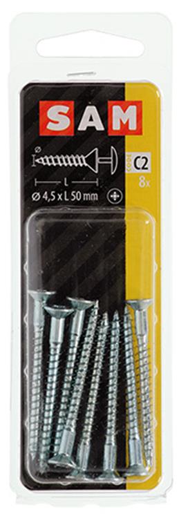Mack 1017334 - Schraube mit Kopfbohrung, verzinkter Stahl. 8 Stück 4,5 x 50 mm | 10 Stück