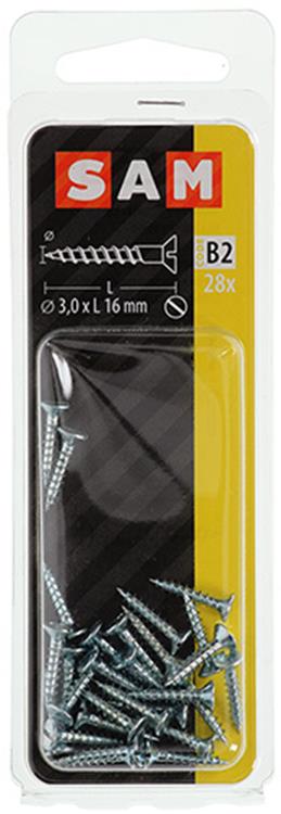Mack 1017347 - Holzschraube Senkkopf verzinkt 28 Stück 3,0 x 16 mm | 10 Stück