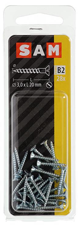Mack 1017348 - Holzschraube Senkkopf verzinkt 28 Stück 3,0 x 20 mm | 10 Stück