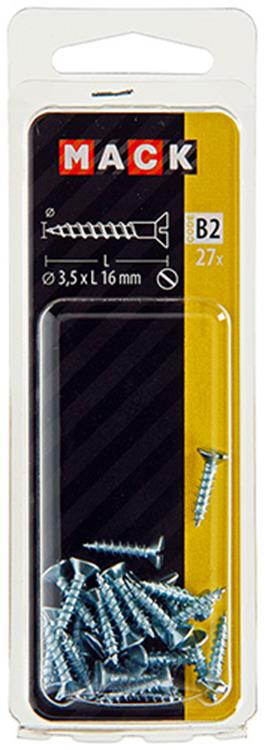 Mack 1017350 - Holzschraube Senkkopf verzinkt 27 Stück 3,5 x 16 mm | 10 Stück