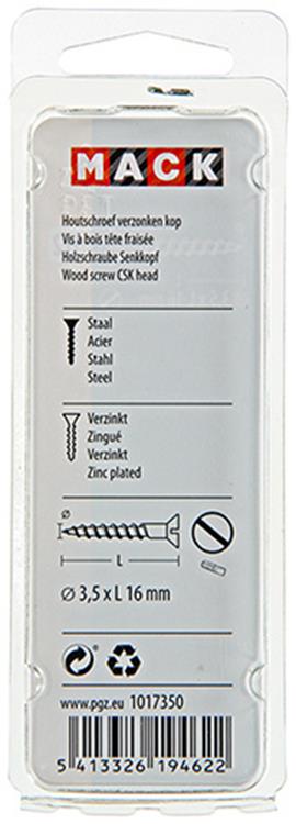 Mack 1017350 - Holzschraube Senkkopf verzinkt 27 Stück 3,5 x 16 mm | 10 Stück