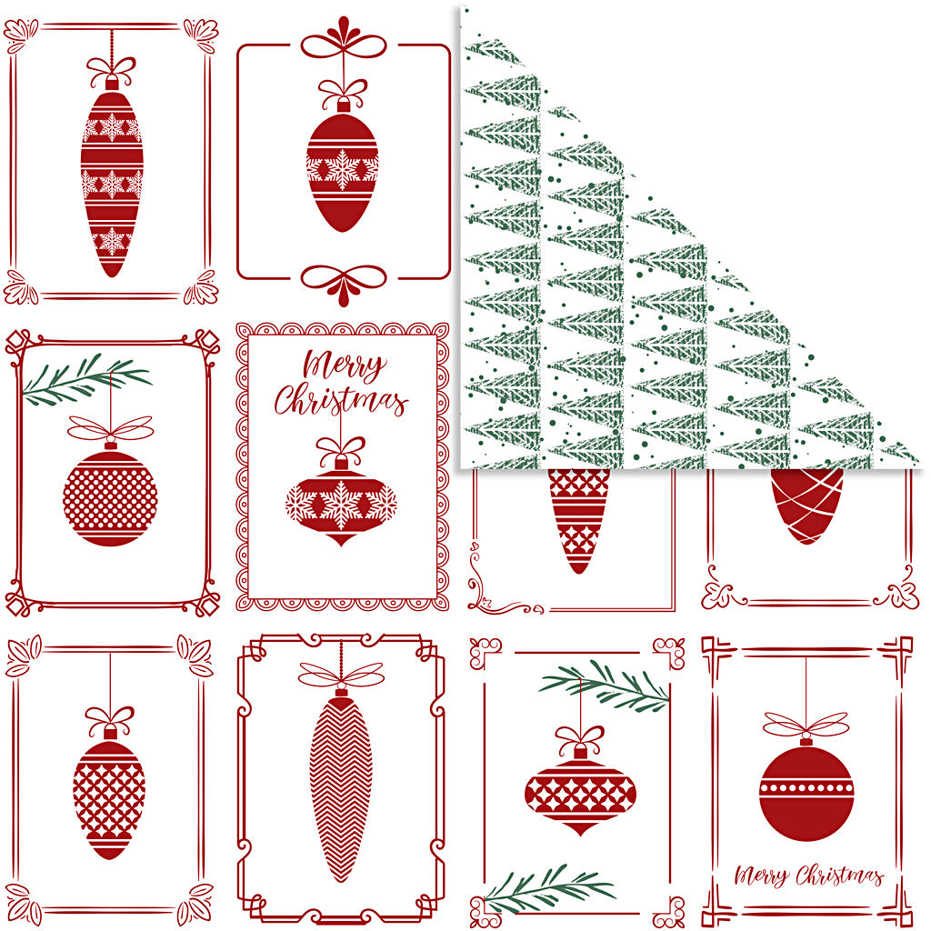 Vivi Gade Designpapier, Weihnachtskugeln und Weihnachtsbäume, Blatt 30,5 x 30,5 cm, 180 g, 5 Blatt 1 Karton