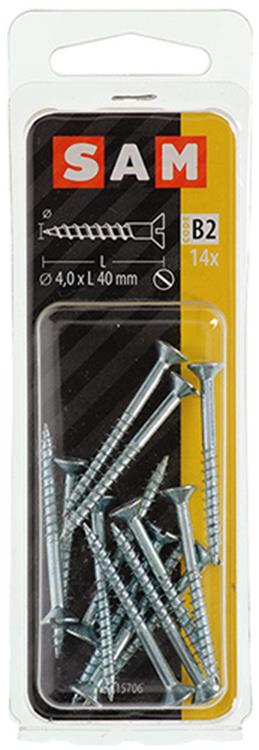 Mack 1017356 - Holzschraube Senkkopf verzinkt 14 Stück 4,0 x 40 mm | 10 Stück