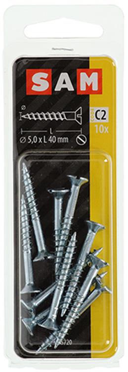 Mack 1017363 - Holzschraube Senkkopf verzinkt 10 Stück 5,0 x 40 mm | 10 Stück