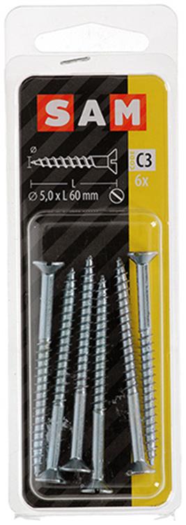 Mack 1017365 - Holzschraube Senkkopf verzinkt 6 Stück 5,0 x 60 mm | 10 Stück