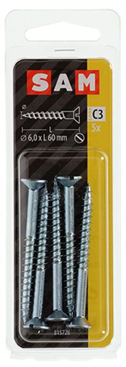 Mack 1017367 - Holzschraube Senkkopf verzinkt 5 Stück 6,0 x 60 mm | 10 Stück