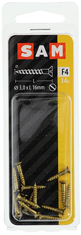 Mack 1019647 - Holzschraube Senkkopf Messing 14 Stück 3,0 x 16 mm | 10 Stück