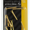 Mack 1019648 - Holzschraube Senkkopf Messing 12 Stück 3,0 x 20 mm | 10 Stück