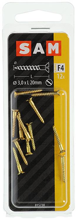 Mack 1019648 - Holzschraube Senkkopf Messing 12 Stück 3,0 x 20 mm | 10 Stück