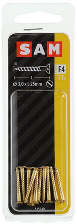Mack 1019649 - Holzschraube Senkkopf Messing 11 Stück 3,0 x 25 mm | 10 Stück