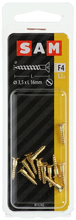 Mack 1019650 - Holzschraube Senkkopf Messing 12 Stück 3,5 x 16 mm | 10 Stück