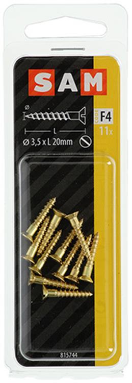 Mack 1019651 - Holzschraube Senkkopf Messing 11 Stück 3,5 x 20 mm | 10 Stück