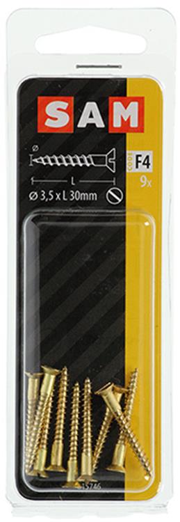 Mack 1019652 - Holzschraube Senkkopf Messing 9 Stück 3,5 x 30 mm | 10 Stück