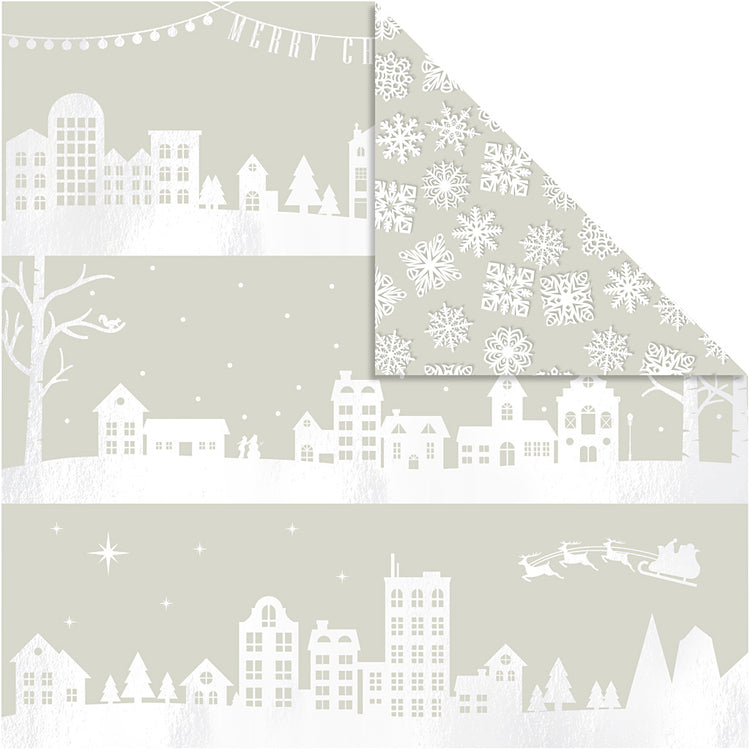 Vivi Gade Designpapier, Häuser und Schneeflocken, Blatt 30,5 x 30,5 cm, 180 g, 3 Blatt 1 Box