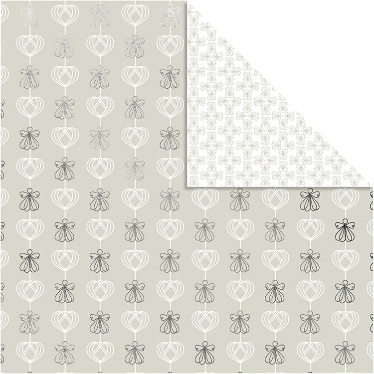 Vivi Gade Designpapier, Engel und Herzen, Blatt 30,5 x 30,5 cm, 180 g, Silber, 3 Blatt 1 Box