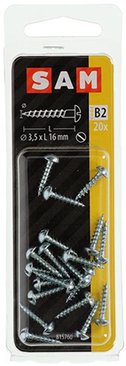Mack 1017369 - Holzschraube Linsenkopf Stahl verzinkt 20 Stück 3,5 x 16 mm | 10 Stück