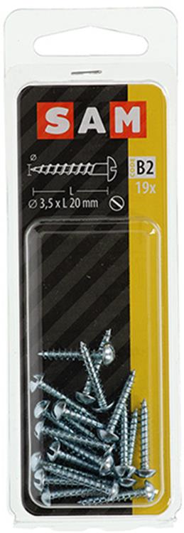 Mack 1017370 - Holzschraube Linsenkopf Stahl verzinkt 19 Stück 3,5 x 20 mm | 10 Stück
