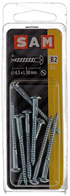 Mack 1017378 - Holzschraube Linsenkopf Stahl verzinkt 8 Stück 4,5 x 50 mm | 10 Stück