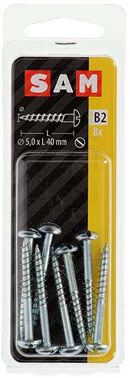 Mack 1017380 - Holzschraube Linsenkopf Stahl verzinkt 8 Stück 5,0 x 40 mm | 10 Stück