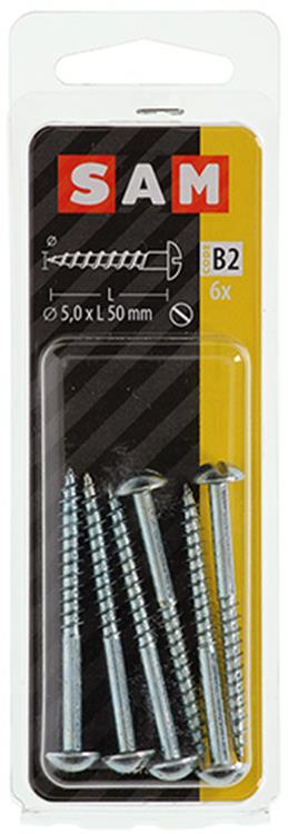 Mack 1017381 - Holzschraube Linsenkopf Stahl verzinkt 6 Stück 5,0 x 50 mm | 10 Stück