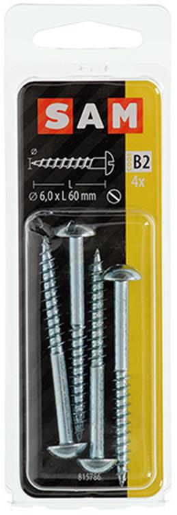 Mack 1017382 - Holzschraube Linsenkopf Stahl verzinkt 4 Stück 6,0 x 60 mm | 10 Stück