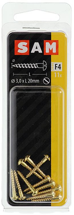 Mack 1019660 - Holzschraube Linsenkopf Messing 11 Stück 3,0 x 20 mm | 10 Stück