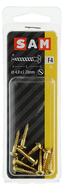 Mack 1019663 - Holzschraube Linsenkopf Messing 9 Stück 4,0 x 20 mm | 10 Stück