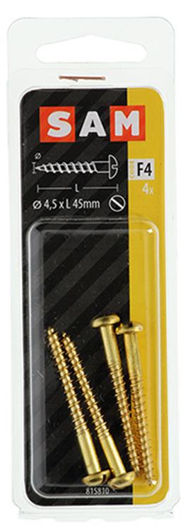 Mack 1019667 - Holzschraube Linsenkopf Messing 4 Stück 4,5 x 45 mm | 10 Stück