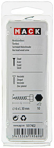 Mack 1017402 - Holzgewindebolzen Stahl verzinkt 12 Stück 6 x 30 mm | 10 Stück - afbeelding 3