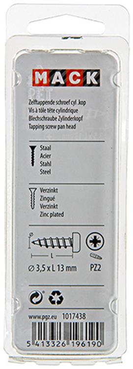 Mack 1017438 - selbstschneidende Schraube Zyl. Kopf verzinkt 30 Stück 3,5 x 13 mm | 10 Stück