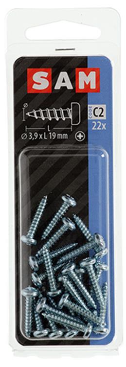 Mack 1017444 - selbstschneidende Schraube Zyl. Kopf verzinkt 22 Stück 3,9 x 19 mm | 10 Stück