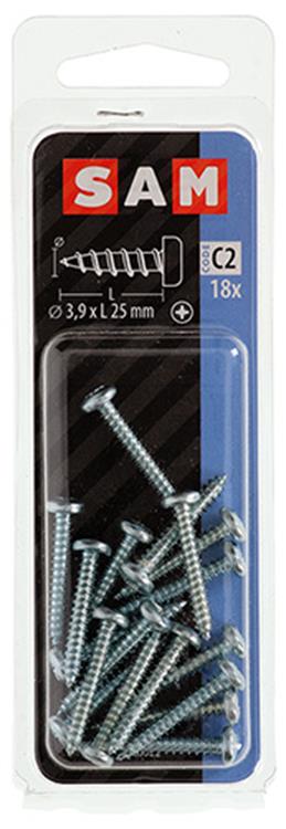 Mack 1017445 - selbstschneidende Schraube Zyl. Kopf verzinkt 18 Stück 3,9 x 25 mm | 10 Stück