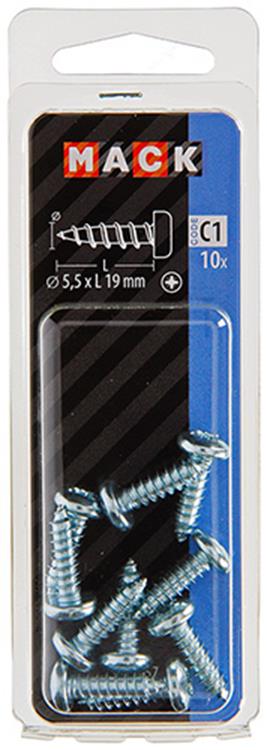Mack 1017457 - selbstschneidende Schraube Zyl. Kopf verzinkt 10 Stück 5,5 x 19 mm | 10 Stück
