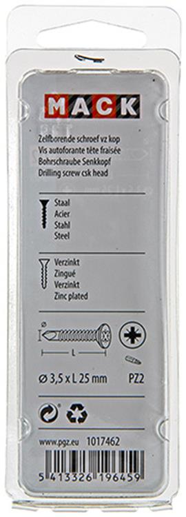 Mack 1017462 – selbstbohrende Schraube mit verzinktem Kopf. 30 Stück 3,5 x 25 mm | 10 Stück