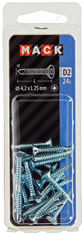 Mack 1017465 – selbstbohrende Schraube mit verzinktem Kopf. 24 Stück 4,2 x 25 mm | 10 Stück