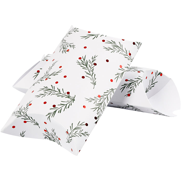 Vivi Gade Geschenkboxen, Zweig mit Weihnachtskugeln, Größe 18x15x6 cm, 300 g, grün, rot metallic, weiß, 3 Stück 1 Box