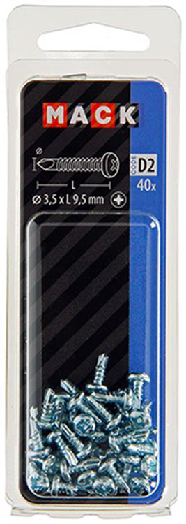 Mack 1017467 – selbstbohrende Schraube Zyl. Kopfkond. 40 Stück 3,5 x 9,5 mm | 10 Stück