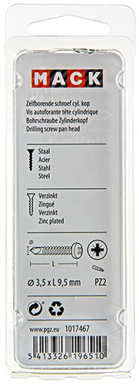 Mack 1017467 – selbstbohrende Schraube Zyl. Kopfkond. 40 Stück 3,5 x 9,5 mm | 10 Stück