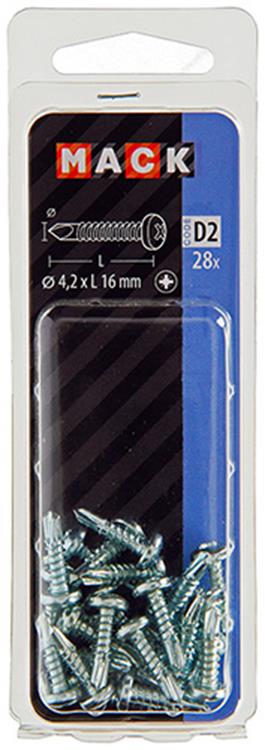 Mack 1017469 – selbstbohrende Schraube Zyl. Kopfkond. 28 Stück 4,2 x 16 mm | 10 Stück