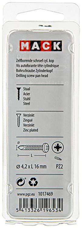 Mack 1017469 – selbstbohrende Schraube Zyl. Kopfkond. 28 Stück 4,2 x 16 mm | 10 Stück