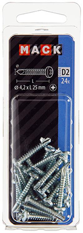Mack 1017471 – selbstbohrende Schraube Zyl. Kopfkond. 24 Stück 4,2 x 25 mm | 10 Stück