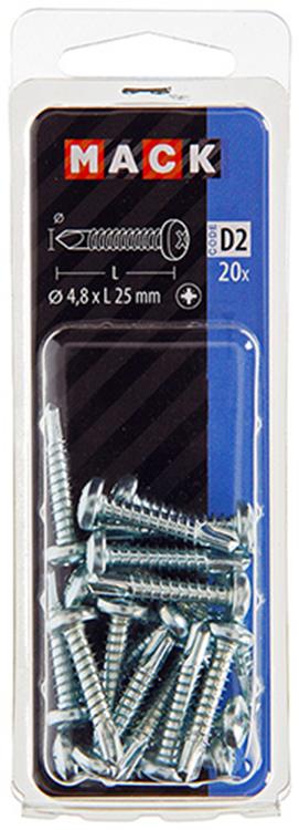 Mack 1017472 – selbstbohrende Schraube Zyl. Kopfkond. 20 Stück 4,8 x 25 mm | 10 Stück